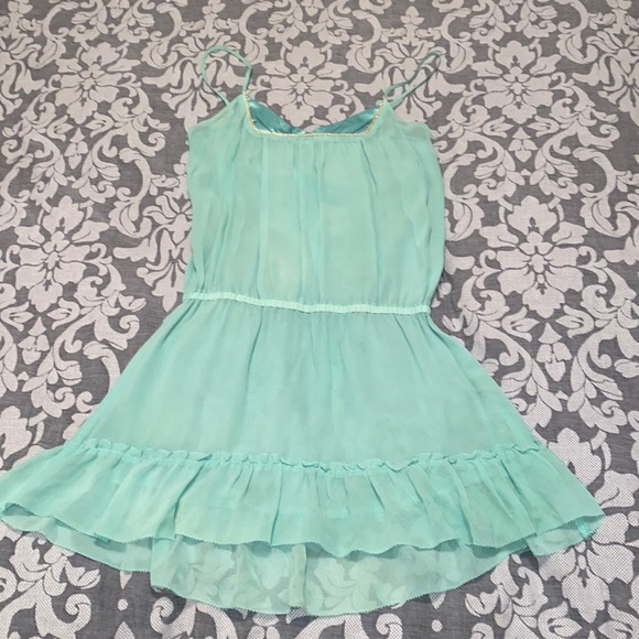 Mint Green Silk Semi Sheer Dress / Swim Cover Up - Picture 1 of 3